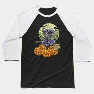 Cat Witch Halloween Pumpkin for Cat Lover Baseball T-Shirt